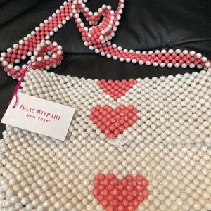 Brand new! ISAAC MIZRAHI BEADED HEART CROSSBODY BAG